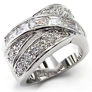 3-ROW CROSS OVER SWAROVSKI CRYSTAL RING-SIZE6